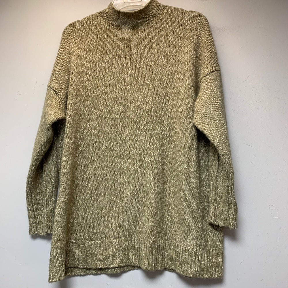 Pure Jill Mock Neck Sweater Womens 2X Green Marled Tunic Knit Excellent